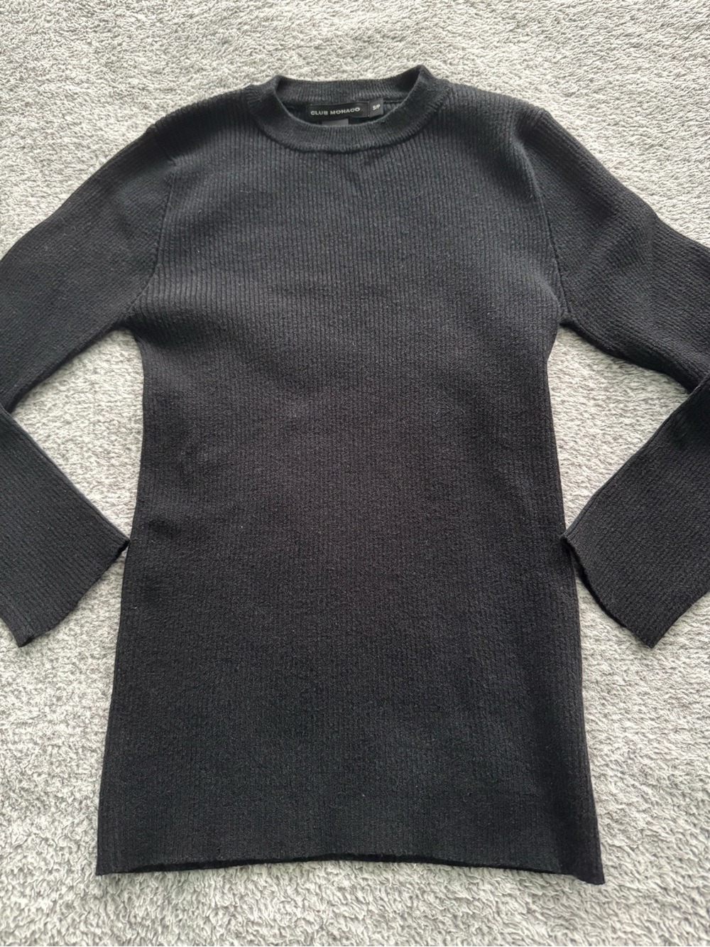 Club Monaco Black Ribbed Crewneck Sweater Top